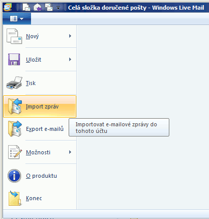Import email z Outlook Express