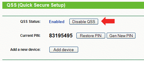 Příklad vypnutí QSS na wifi-routeru TP-link