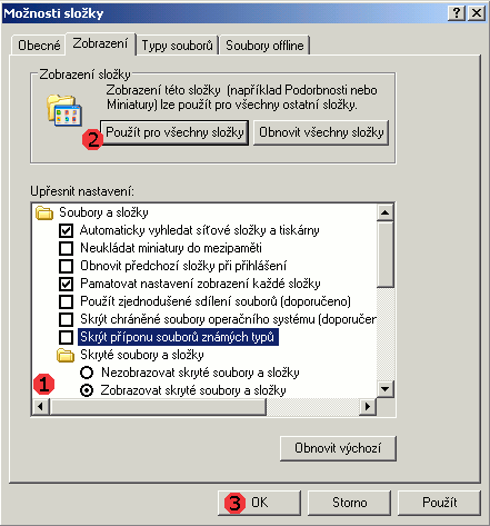 Zobrazení skrytých souborů Windows 2000 - XP